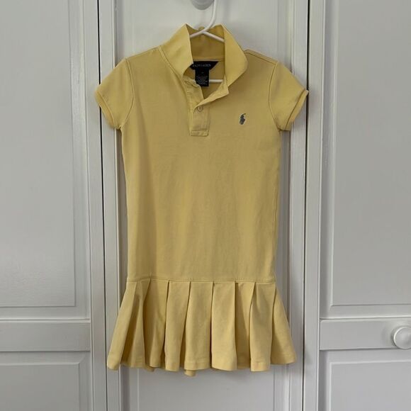 Ralph Lauren Girls Corn Yellow Short-Sleeve Tennis Style Polo Dress Size 4 - Picture 1 of 8